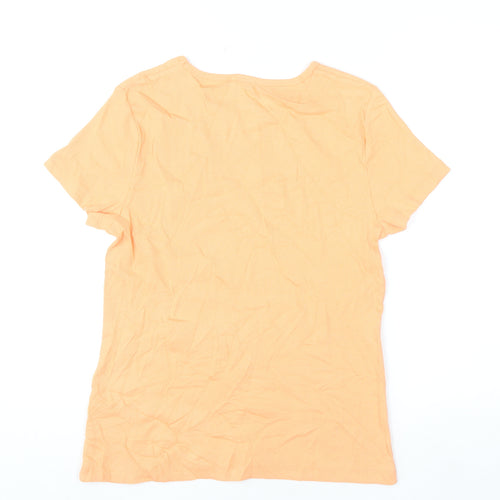 Marks and Spencer Womens Orange Slim Fit Short Sleeve Crew Neck T-Shirt Size 16
