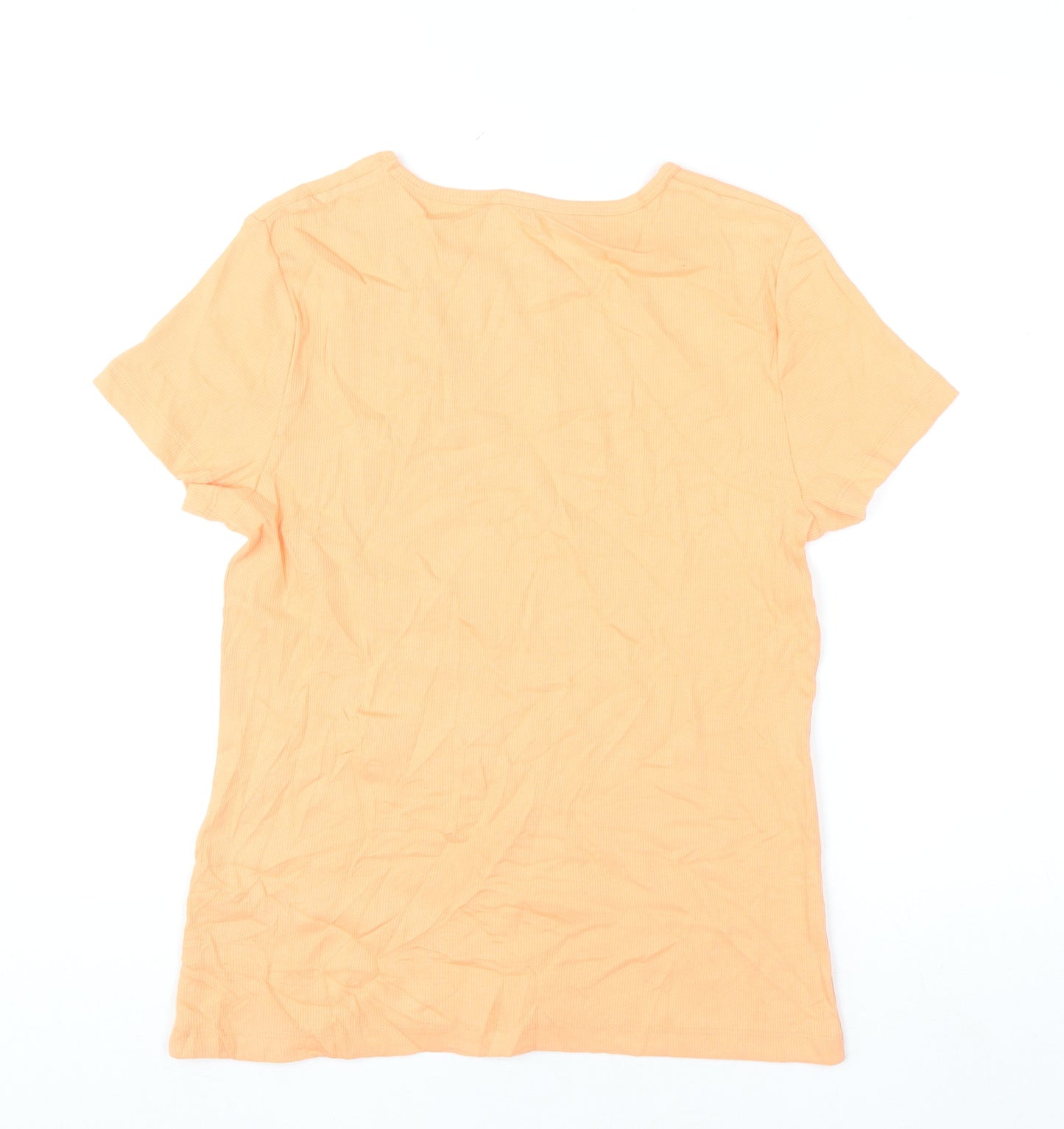 Marks and Spencer Womens Orange Slim Fit Short Sleeve Crew Neck T-Shirt Size 16