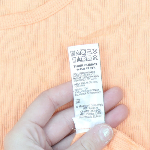 Marks and Spencer Womens Orange Slim Fit Short Sleeve Crew Neck T-Shirt Size 16