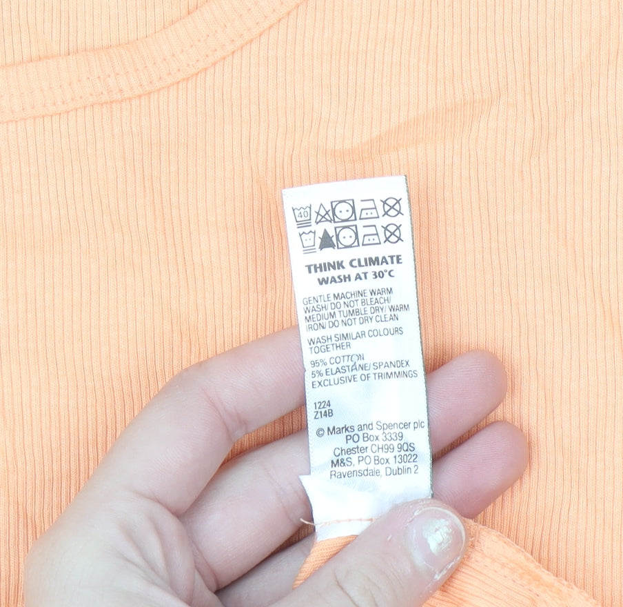Marks and Spencer Womens Orange Slim Fit Short Sleeve Crew Neck T-Shirt Size 16