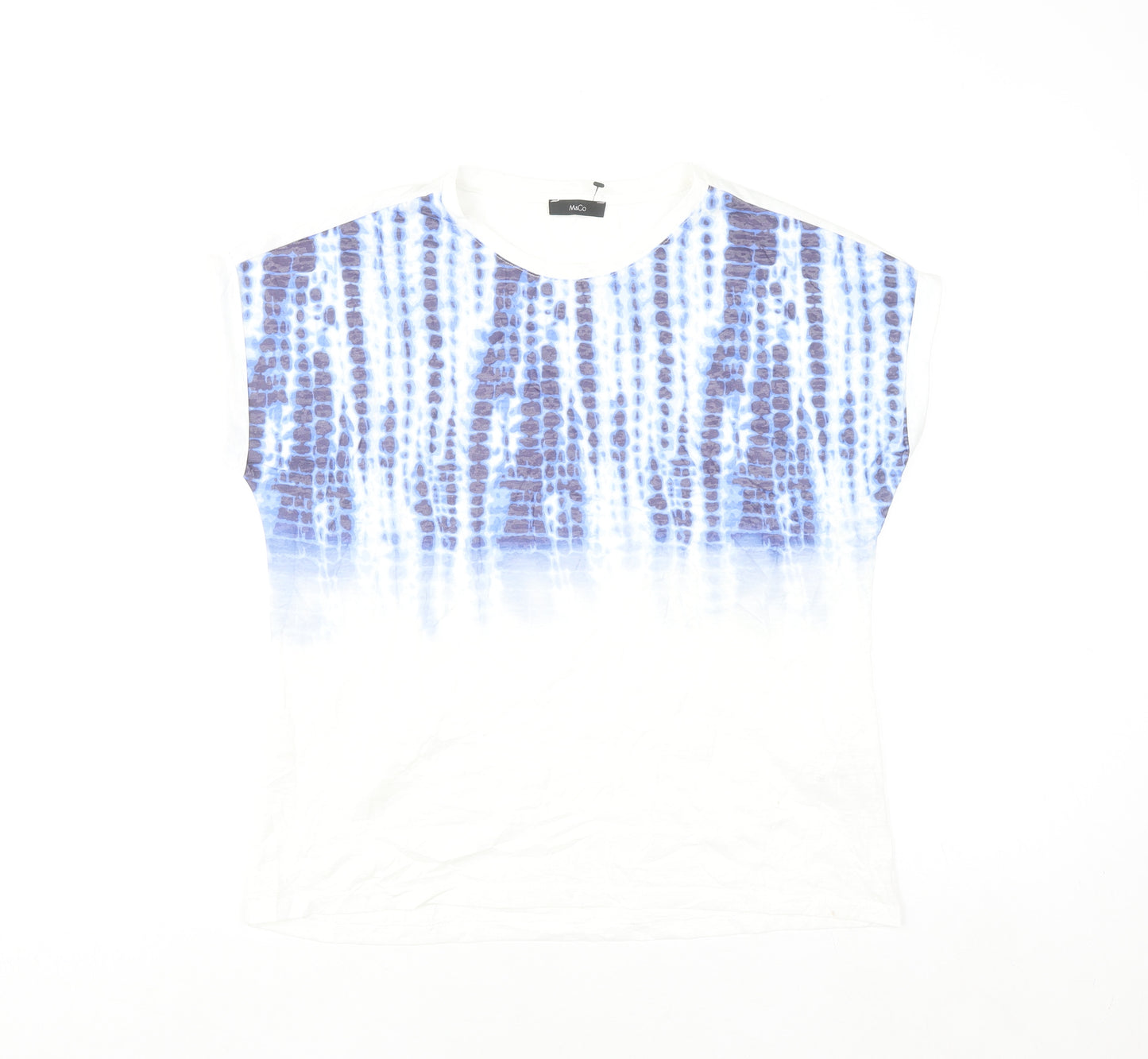 M&Co Women's Blue Sleeveless Geometric T-Shirt Size 12