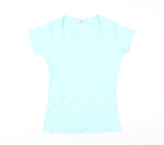 M&Co Women’s Blue Cotton Short Sleeve Basic T-Shirt Size L