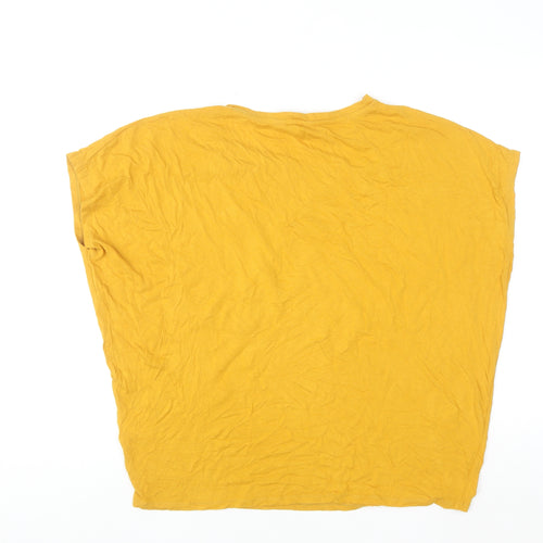 F&F Women's Yellow Studded Pocket Relaxed Jersey T-Shirt Size 14
