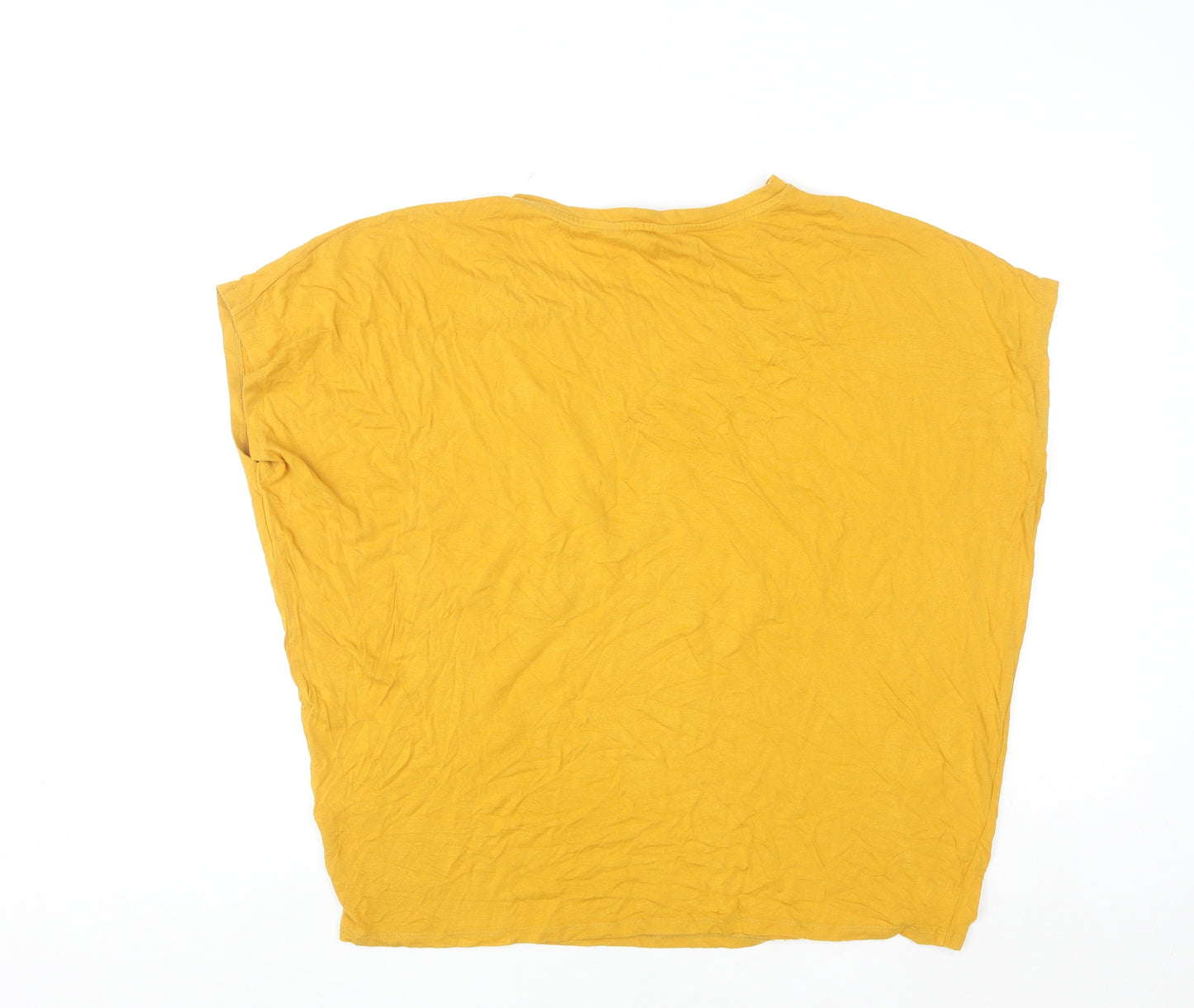 F&F Women's Yellow Studded Pocket Relaxed Jersey T-Shirt Size 14