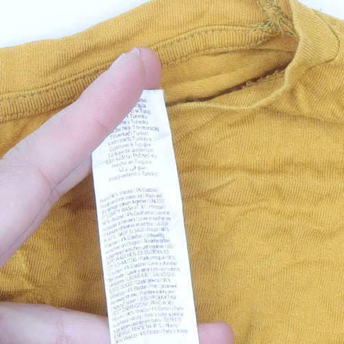 F&F Women's Yellow Studded Pocket Relaxed Jersey T-Shirt Size 14