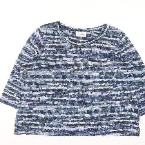Marks and Spencer Women Blue Multicoloured Classic 3/4 Sleeve Top Size 22