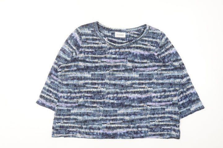 Marks and Spencer Women Blue Multicoloured Classic 3/4 Sleeve Top Size 22