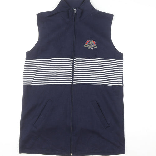 Alexara Women's Blue Striped Nautical Sleeveless Waistcoat Size S