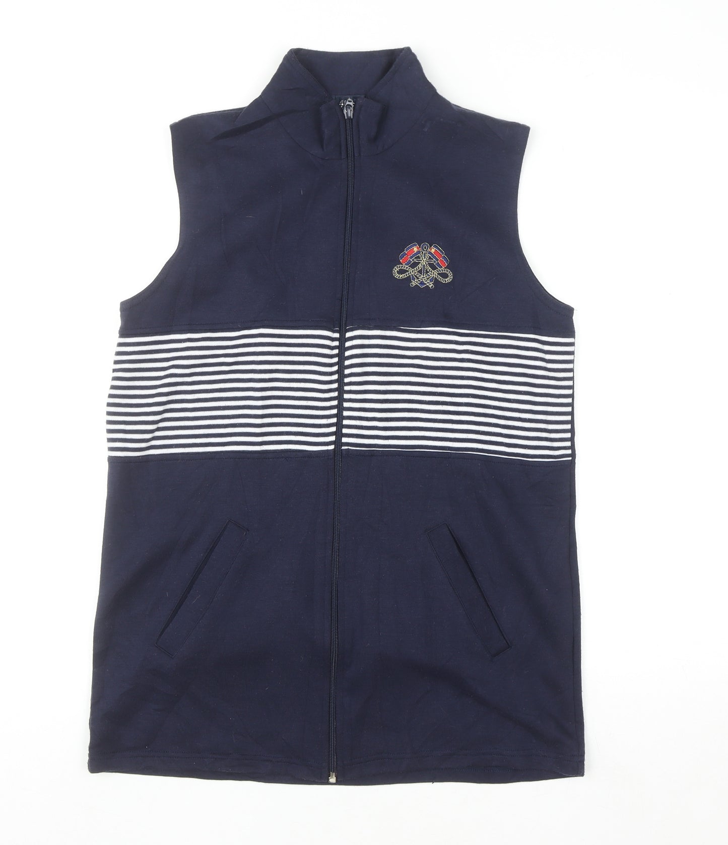 Alexara Women's Blue Striped Nautical Sleeveless Waistcoat Size S