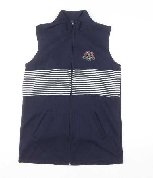 Alexara Women's Blue Striped Nautical Sleeveless Waistcoat Size S