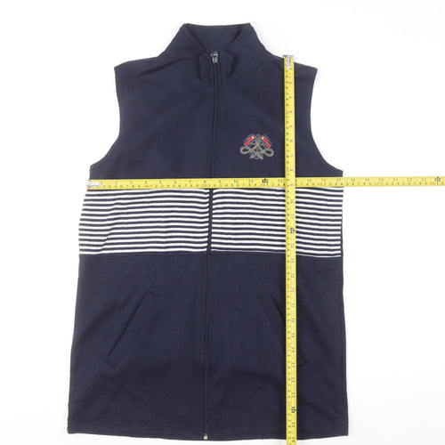 Alexara Women's Blue Striped Nautical Sleeveless Waistcoat Size S