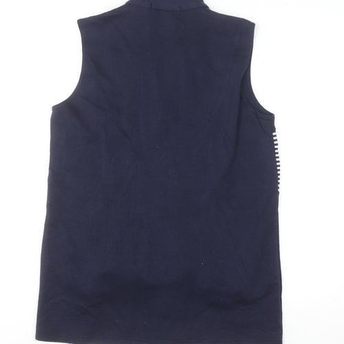 Alexara Women's Blue Striped Nautical Sleeveless Waistcoat Size S