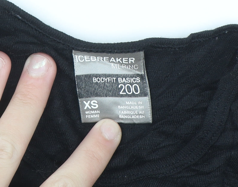 Icebreaker Women's Black XS Merino Wool Long Sleeve Thermal Top