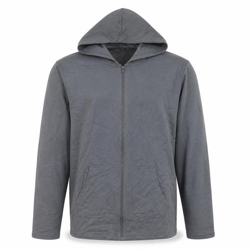 Studio Nightwear Men's Grey Hooded Robe XL Soft Cotton Blend Zip Up