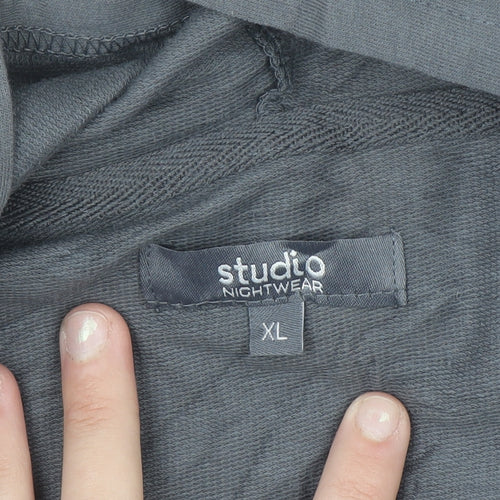 Studio Nightwear Men's Grey Hooded Robe XL Soft Cotton Blend Zip Up