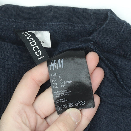 H&M Divided Women's Blue Waffle Knit Long Sleeve Pullover Jumper Size S