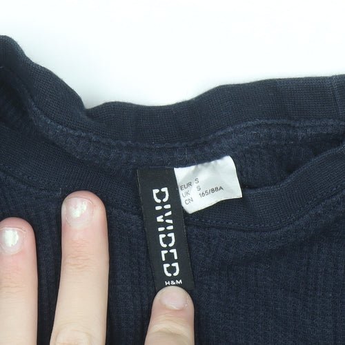 H&M Divided Women's Blue Waffle Knit Long Sleeve Pullover Jumper Size S