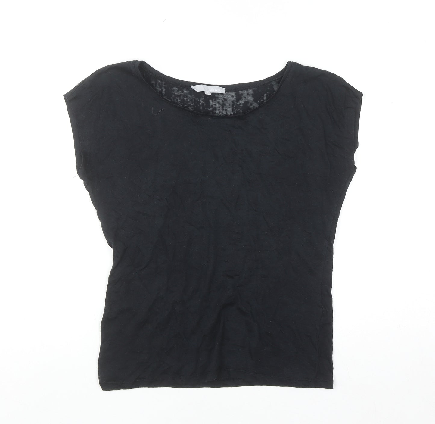 Etam Women's Black Basic Boat Neck Sleeveless Cotton T-Shirt Size S