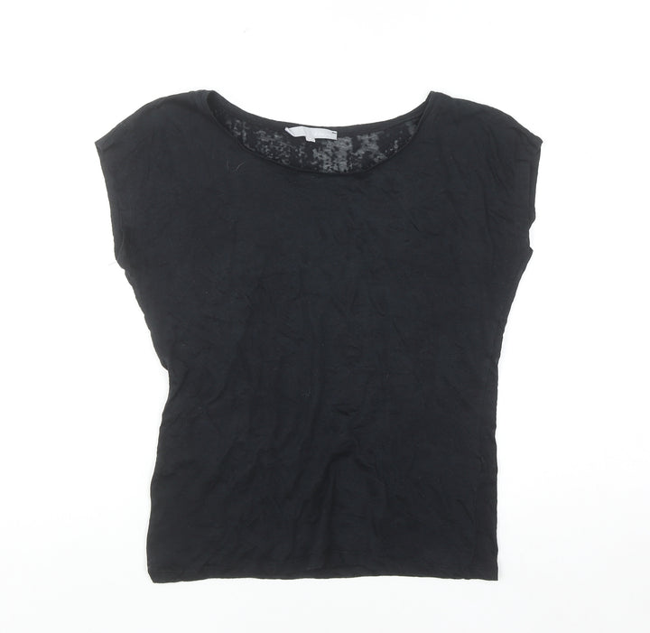 Etam Women's Black Basic Boat Neck Sleeveless Cotton T-Shirt Size S