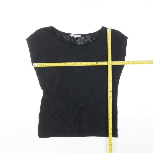 Etam Women's Black Basic Boat Neck Sleeveless Cotton T-Shirt Size S