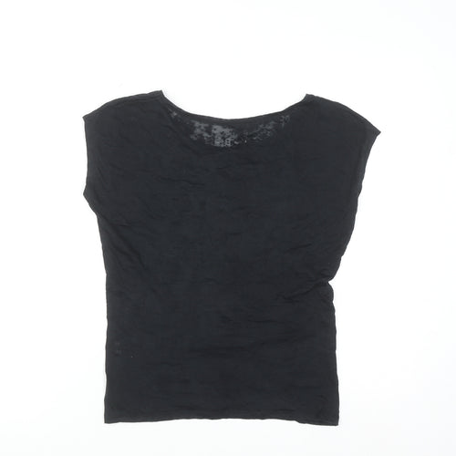 Etam Women's Black Basic Boat Neck Sleeveless Cotton T-Shirt Size S