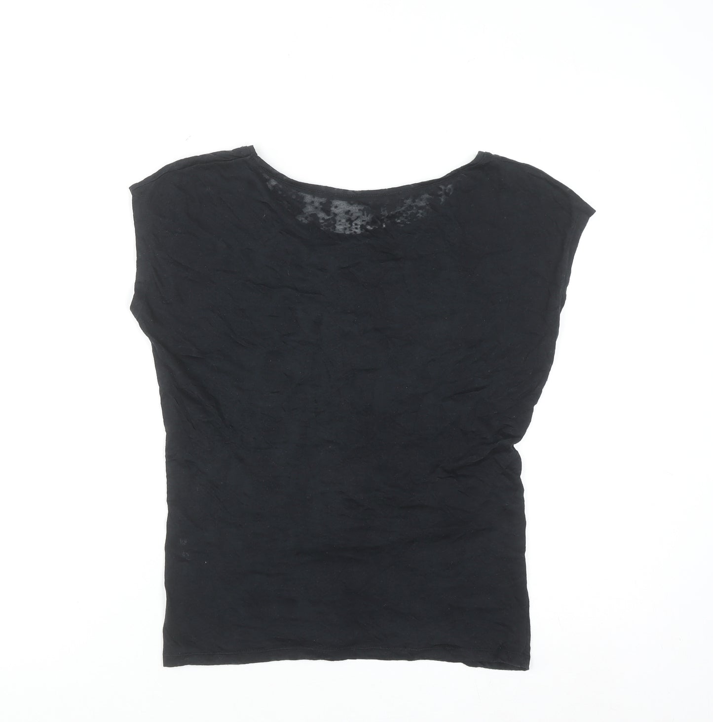 Etam Women's Black Basic Boat Neck Sleeveless Cotton T-Shirt Size S