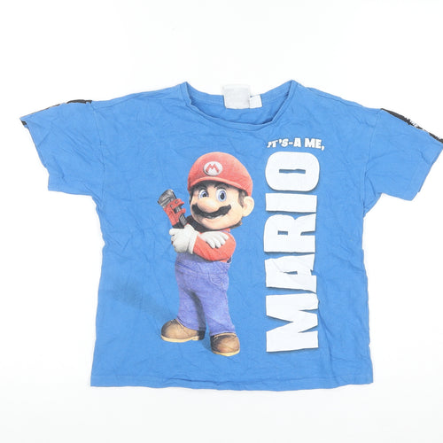 Nintendo Boys Blue Mario Graphic Short Sleeve Cotton T-Shirt 7-8 Years