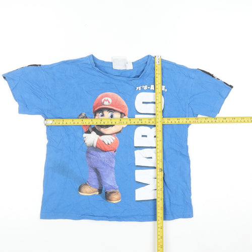Nintendo Boys Blue Mario Graphic Short Sleeve Cotton T-Shirt 7-8 Years