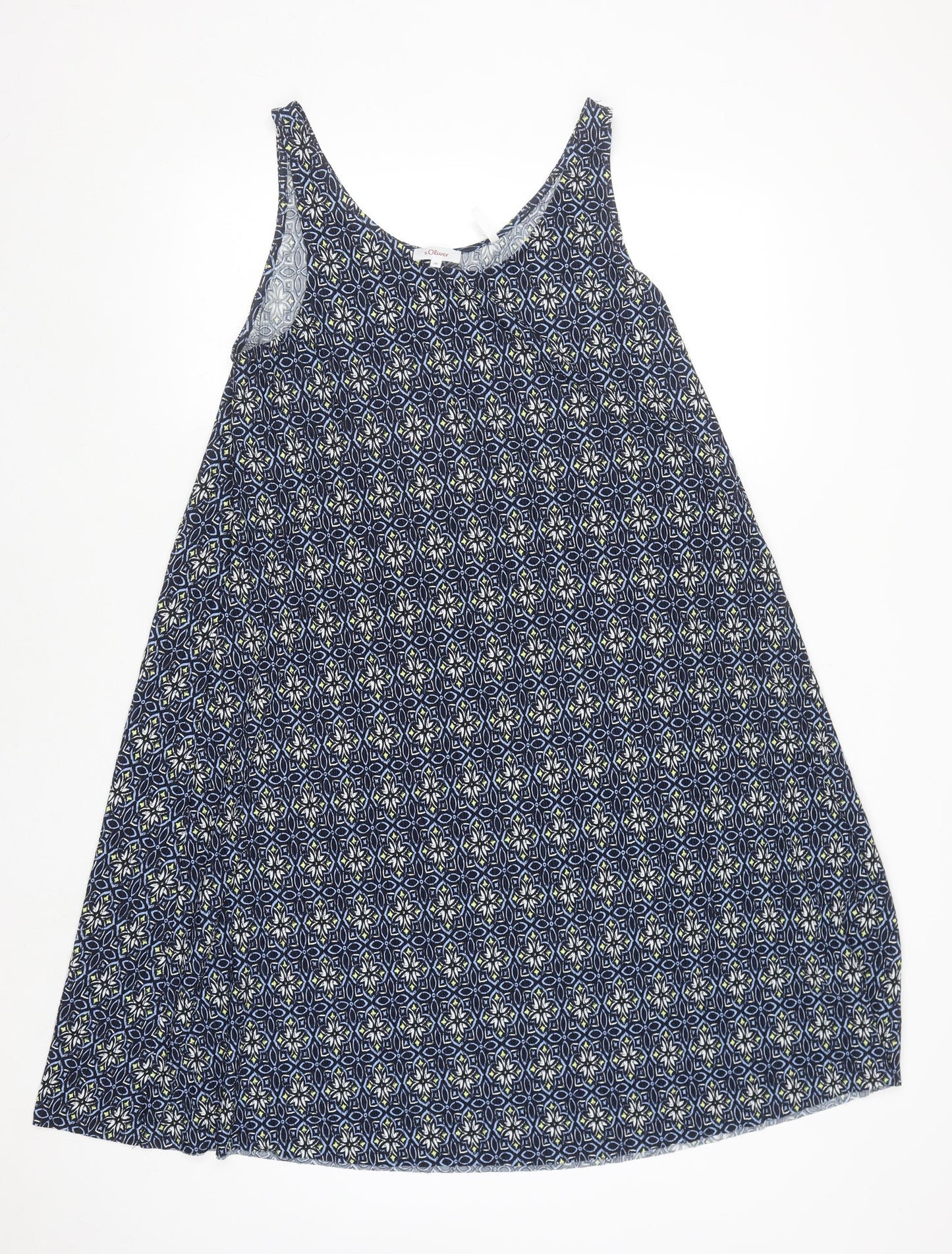 s.Oliver Women's Blue Geometric A-Line Dress Size 10