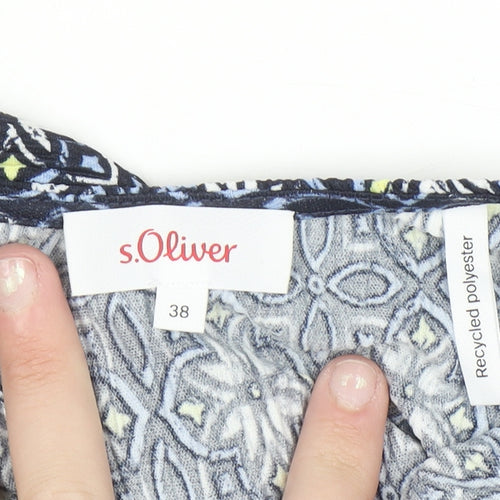 s.Oliver Women's Blue Geometric A-Line Dress Size 10