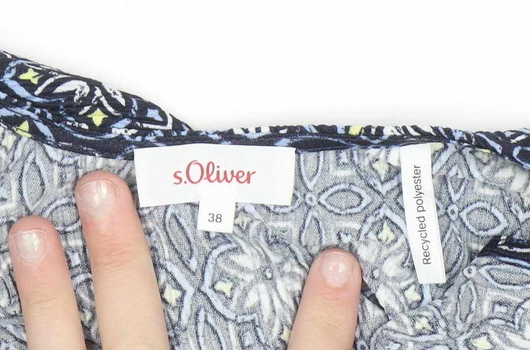 s.Oliver Women's Blue Geometric A-Line Dress Size 10