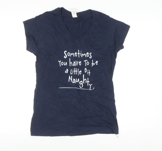 Gildan Women's Blue Matilda Quote V-Neck Cotton T-Shirt Size M