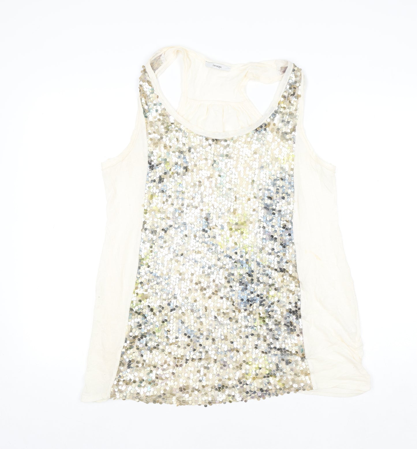 George Women's Ivory Sequin Tank Top Size 20 Camisole Style