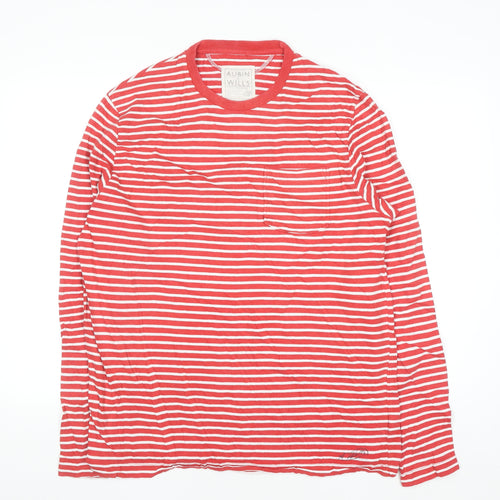 Aubin & Wills Men’s Red Striped Long Sleeve Cotton Top Size L