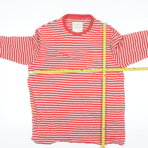 Aubin & Wills Men’s Red Striped Long Sleeve Cotton Top Size L