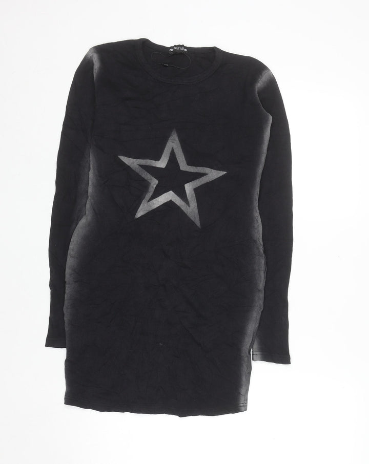 F&F Women’s Black Star Bodycon Jersey Dress Size 8