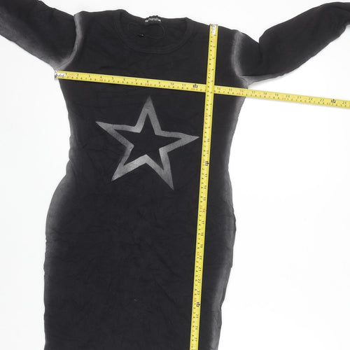 F&F Women’s Black Star Bodycon Jersey Dress Size 8
