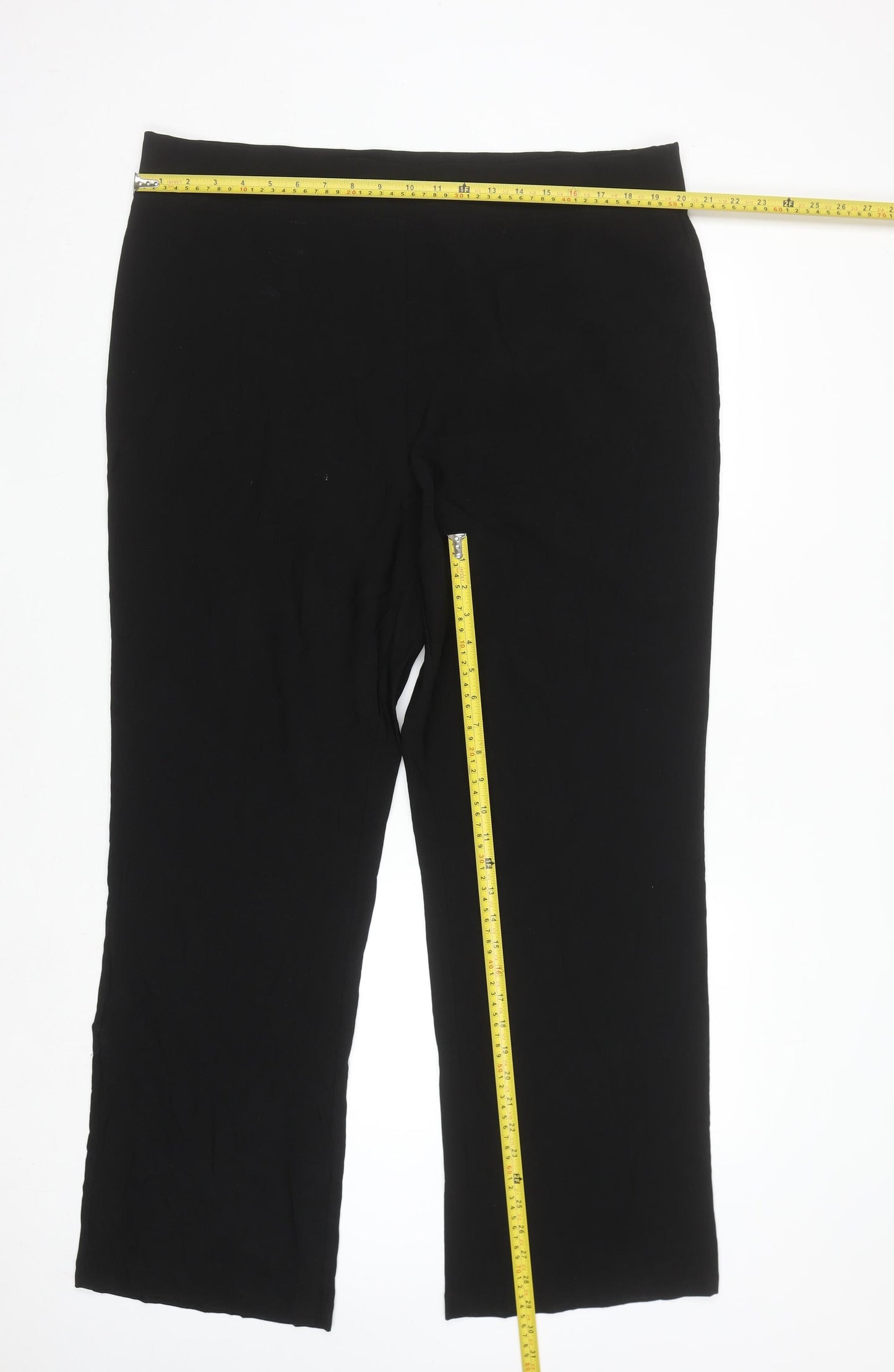 Yours Women Black Size 18 Wide-Leg Stretch Trousers