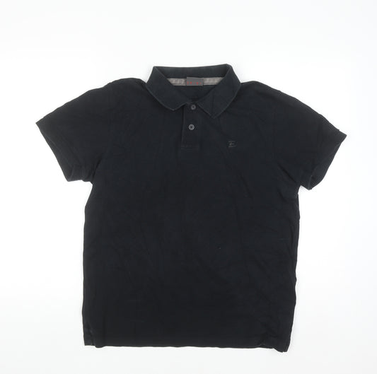 Esprit Men's Black Cotton Polo Shirt Regular Fit M