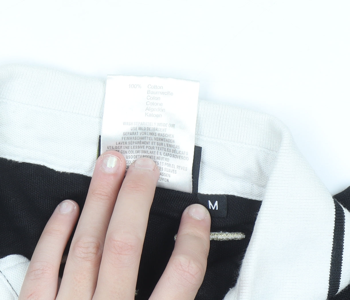 V1969 Men's Black Cotton Polo Shirt Size M Embroidered Logo