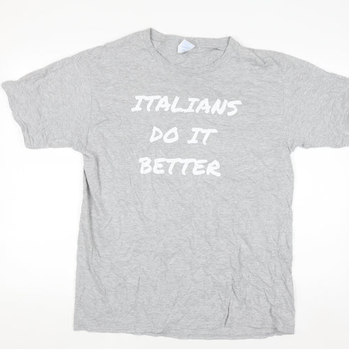 Port & Company Men's Grey 'Italians Do It Better' Graphic T-Shirt L