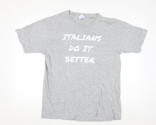 Port & Company Men's Grey 'Italians Do It Better' Graphic T-Shirt L