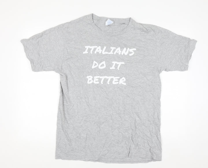 Port & Company Men's Grey 'Italians Do It Better' Graphic T-Shirt L