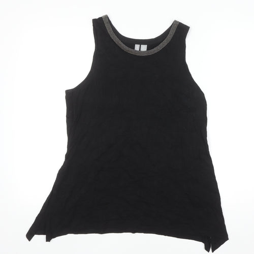 KENAR Women's Black XL Sleeveless Beaded Neck Cotton Modal Tank Top