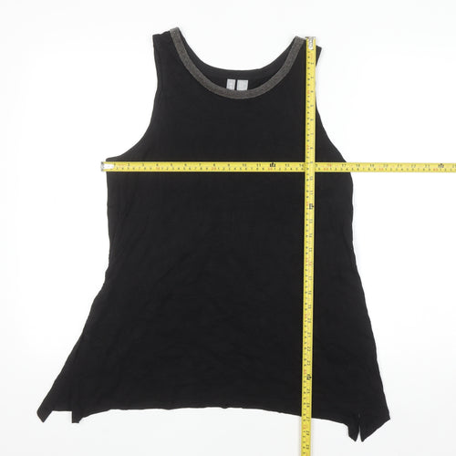 KENAR Women's Black XL Sleeveless Beaded Neck Cotton Modal Tank Top