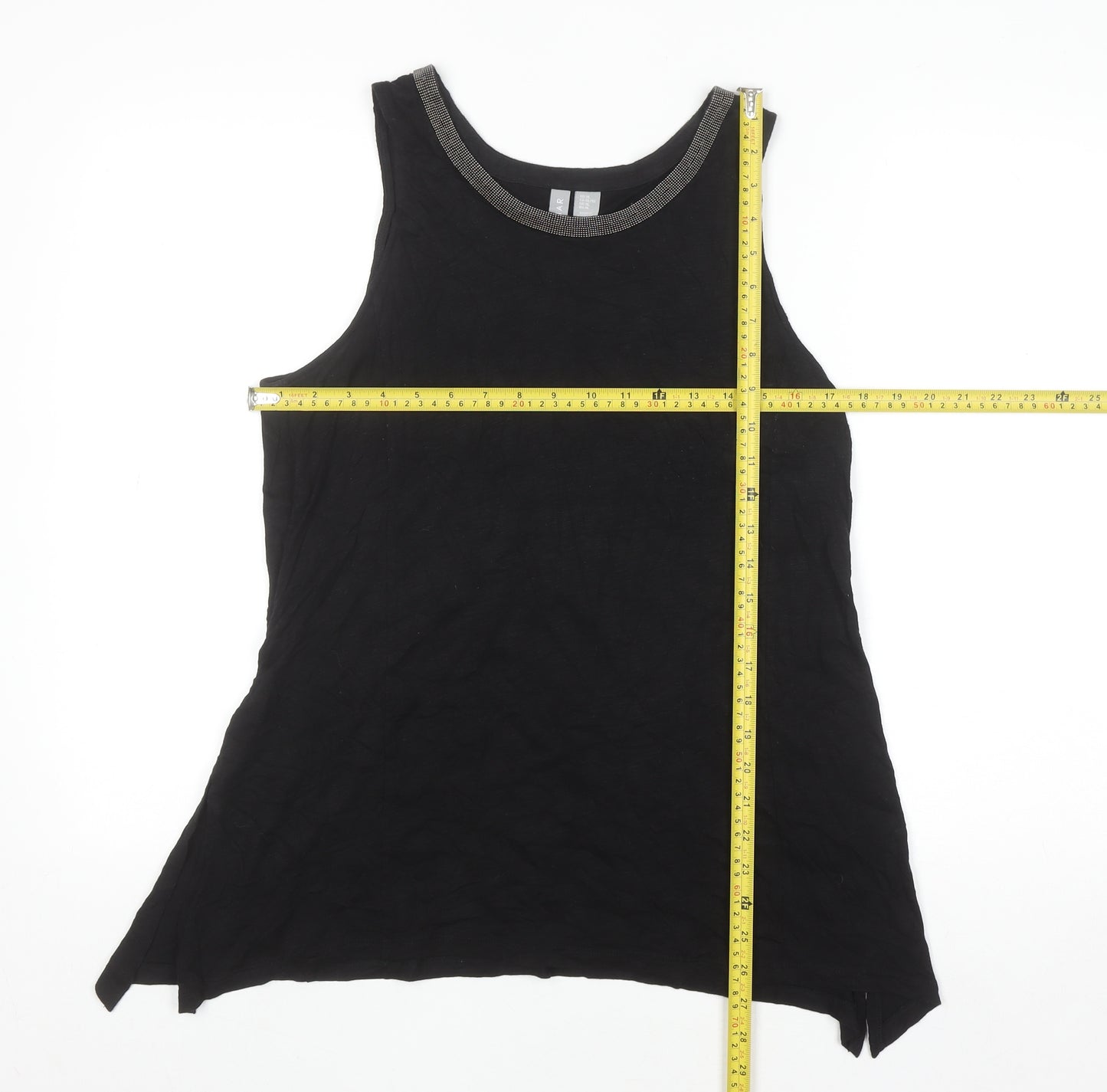 KENAR Women's Black XL Sleeveless Beaded Neck Cotton Modal Tank Top