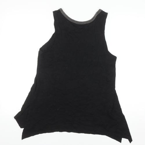 KENAR Women's Black XL Sleeveless Beaded Neck Cotton Modal Tank Top