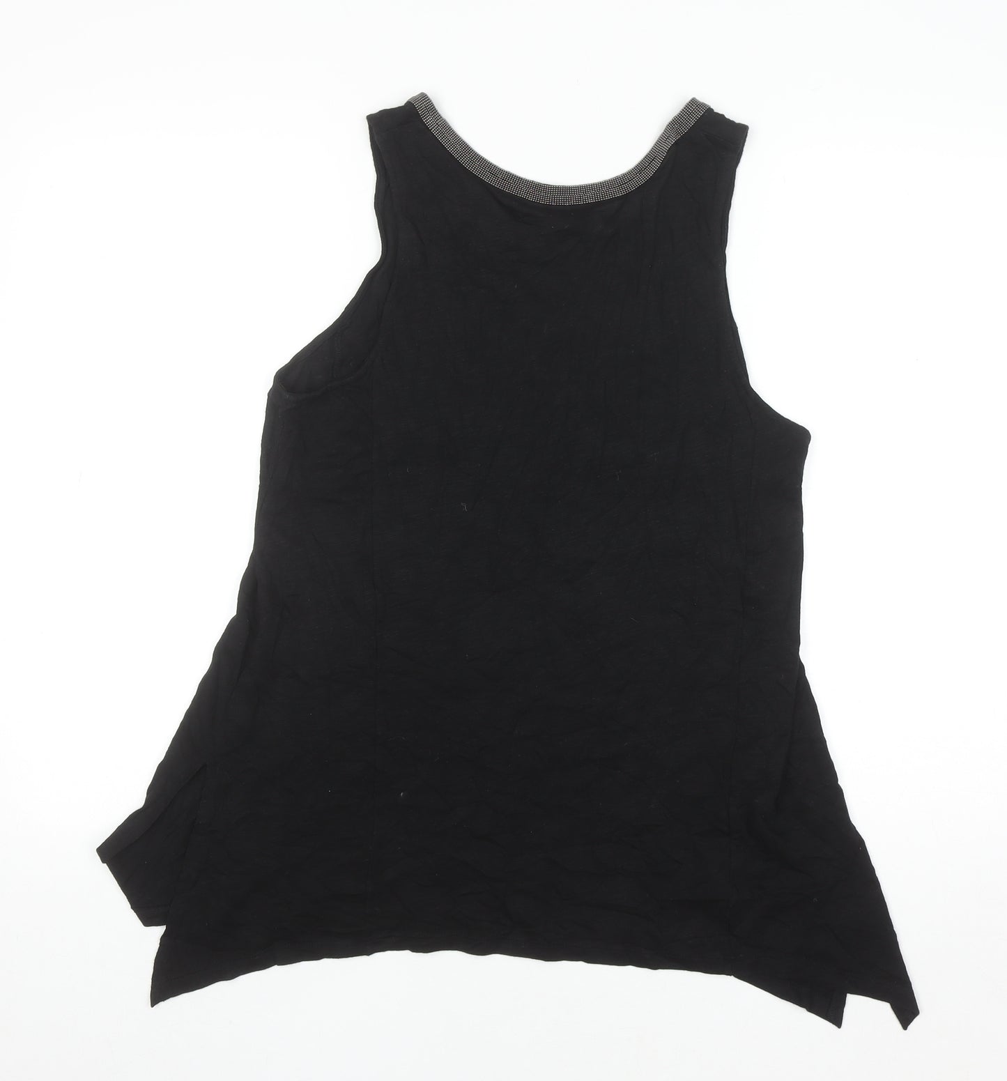 KENAR Women's Black XL Sleeveless Beaded Neck Cotton Modal Tank Top