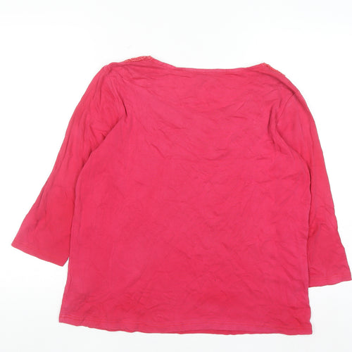 Maine New England Women's Pink 3/4 Sleeve Cotton Tunic Blouse Size 18