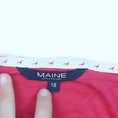 Maine New England Women's Pink 3/4 Sleeve Cotton Tunic Blouse Size 18